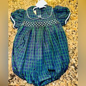 The Beaufort Bonnet company Green/Navy plaid bubble 3T NWT - perfect Christmas